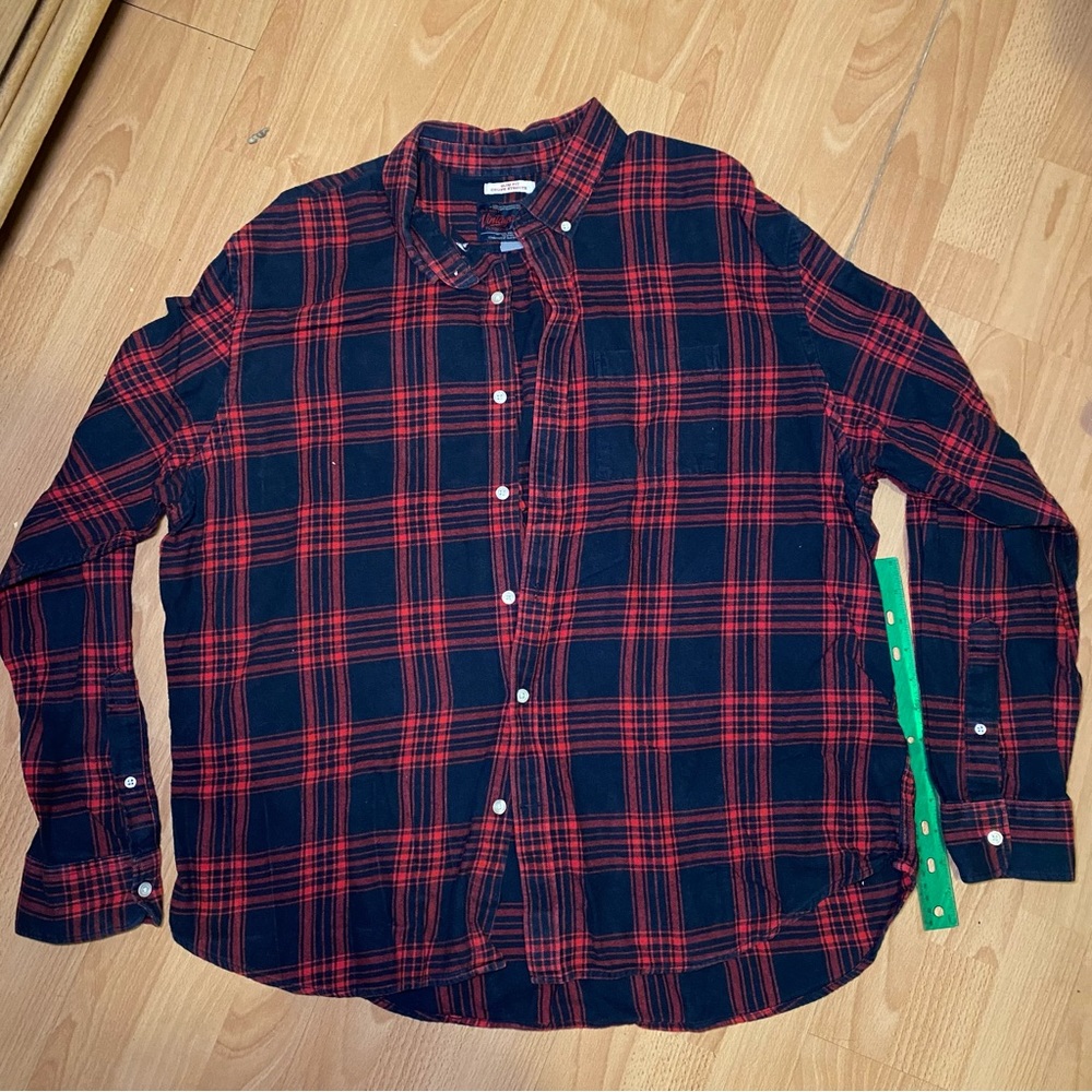 navy blue and red plaid flannel